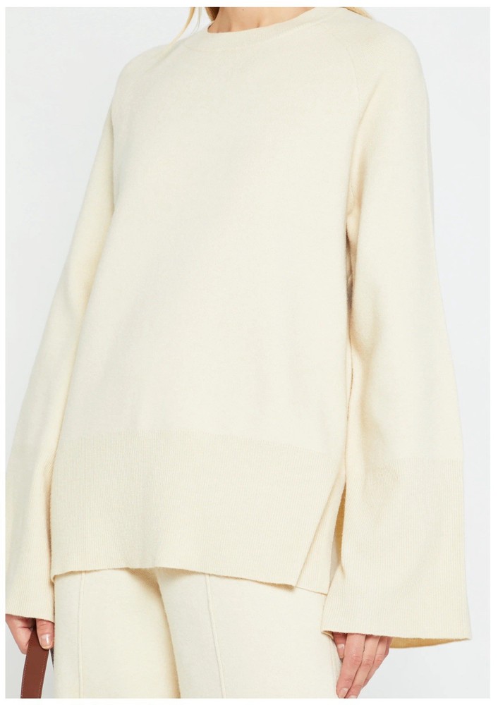 CAARA Miles Cozy Oversized Knit Set In Beige Size Large