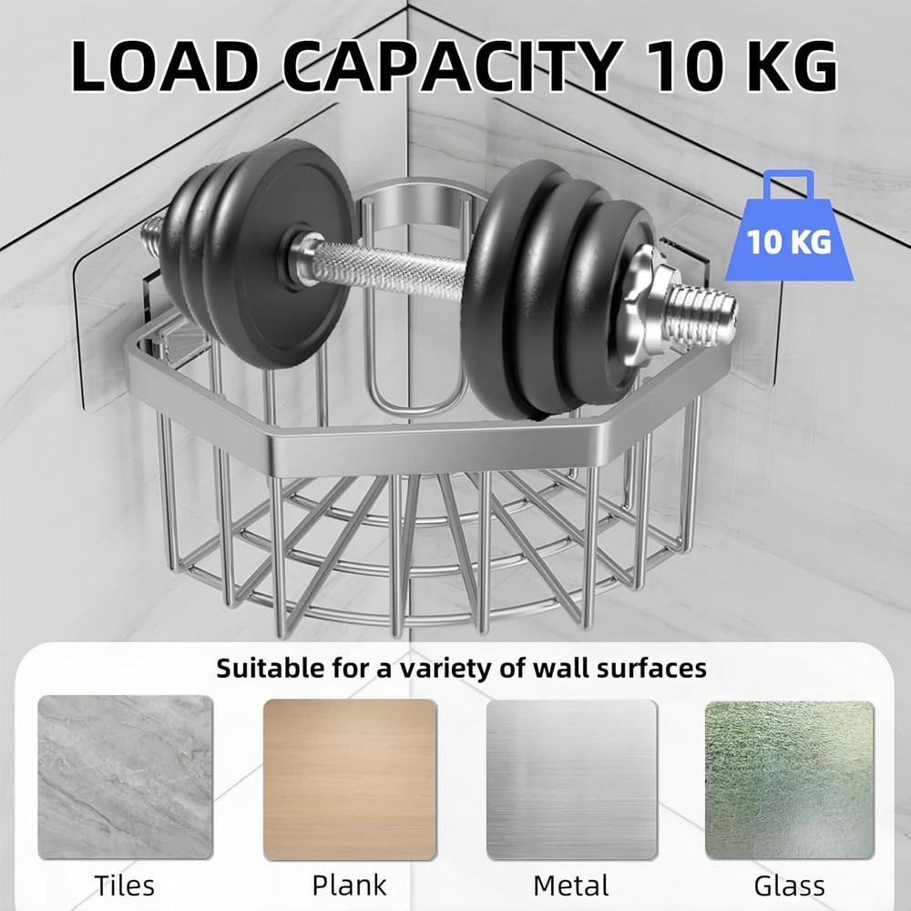 Wall Mounted Sink Caddy Organizer, Carbon Steel Kitchen Sponge Holder with 2 Adh