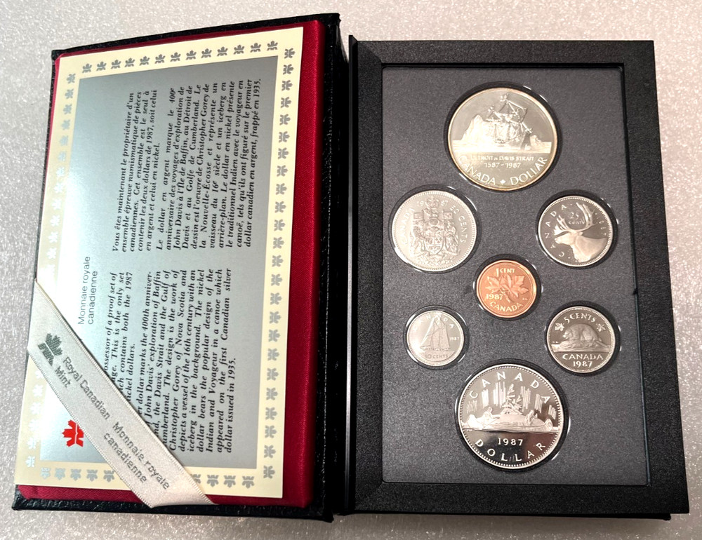 Canada Double Dollar 1987 Proof Set w/ Silver $1 Davis' North West Passage
