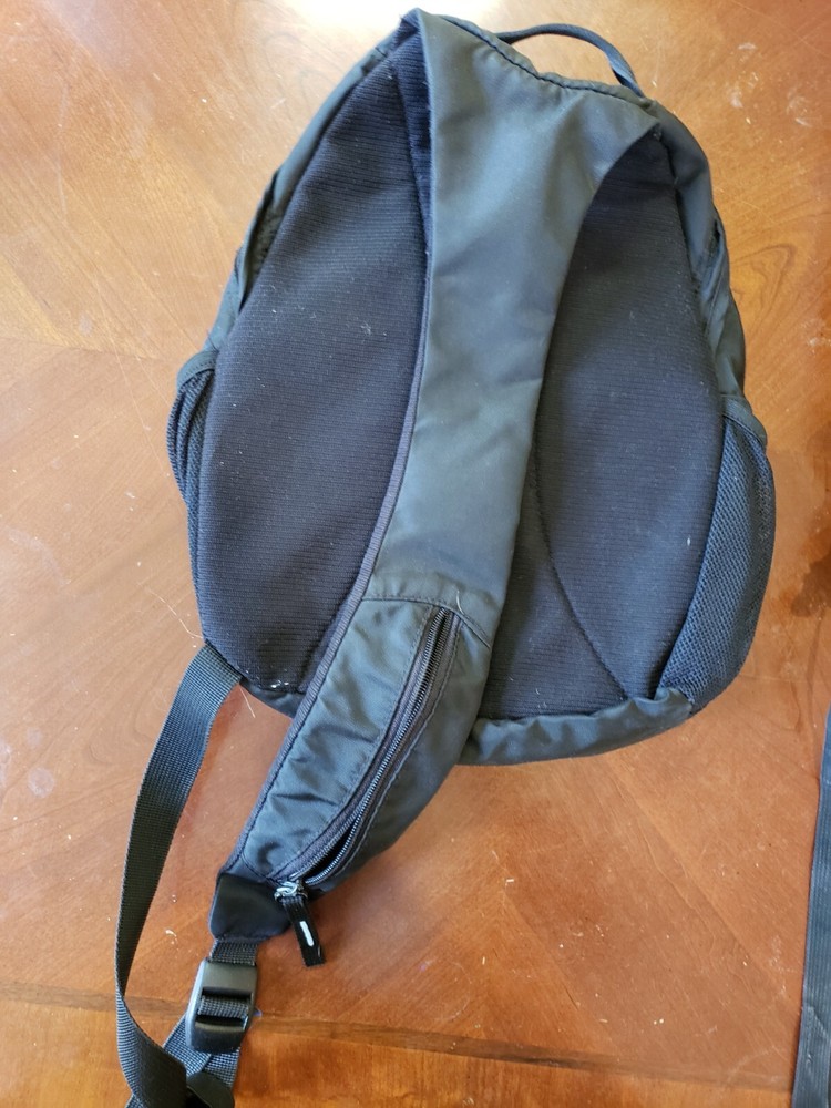 EDDIE BAUER Black with Light Blue Nylon Adjustable One Strap Sling Backpack