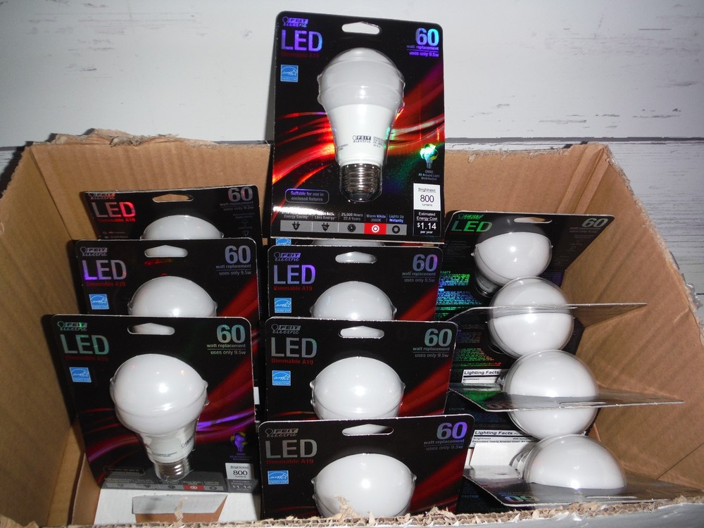12 Feit Electric BPOM60/830 LED A19 - 60 Watt Equiv Warm White 3000K Light Bulb