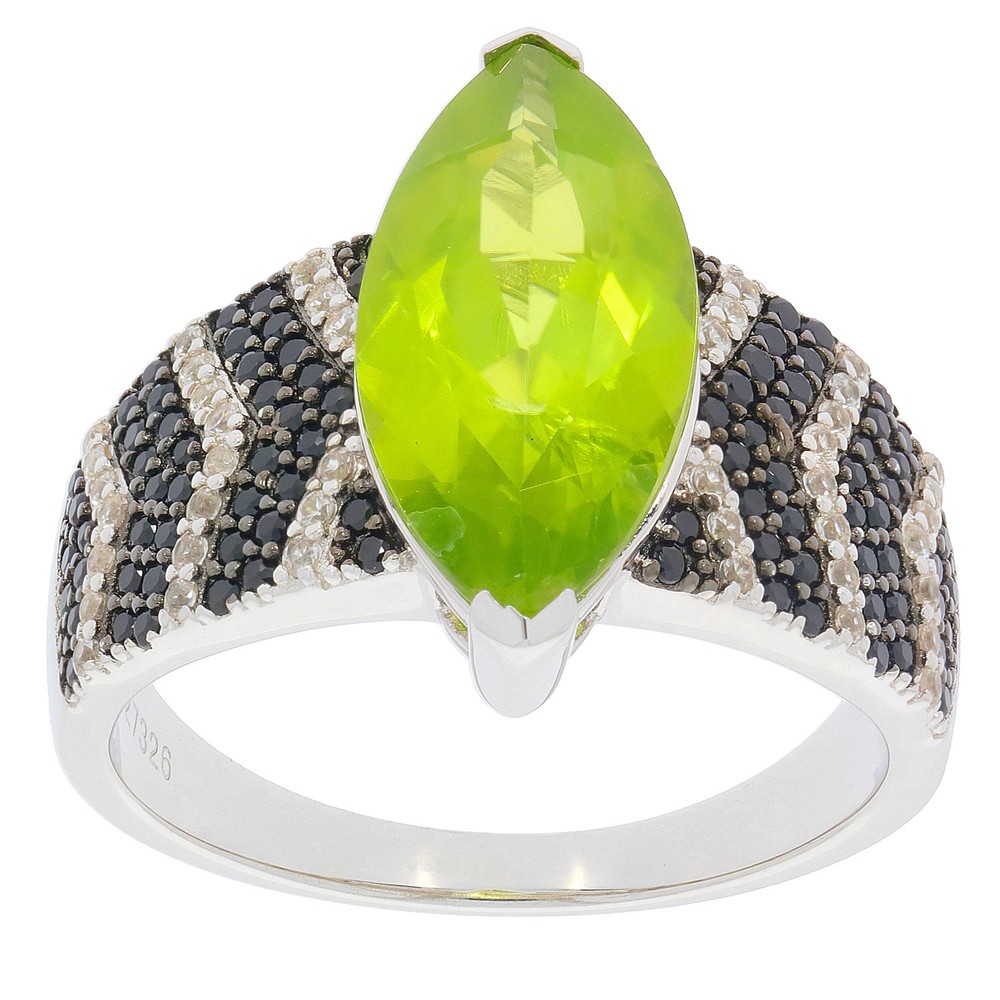Sterling Silver Semi Mount Ring Setting Marquise MQ 16X8mm Solid w/ BlackSpinnel
