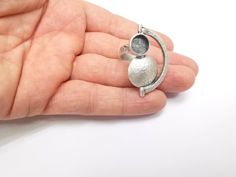 Silver Ring Blank Base Bezel Settings Cabochon Ring Mountings 10mm G35246