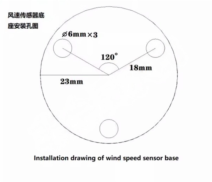 Wind Speed Sensor With Three Cups Wind Speed Measurement Pointer Display