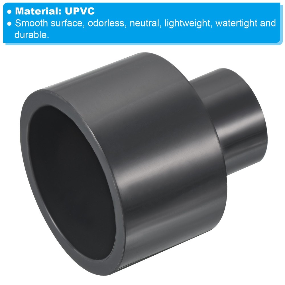 2pcs PVC Reducer Pipe Fitting 2x1" Socket Coupling Adapter Connector, Grey
