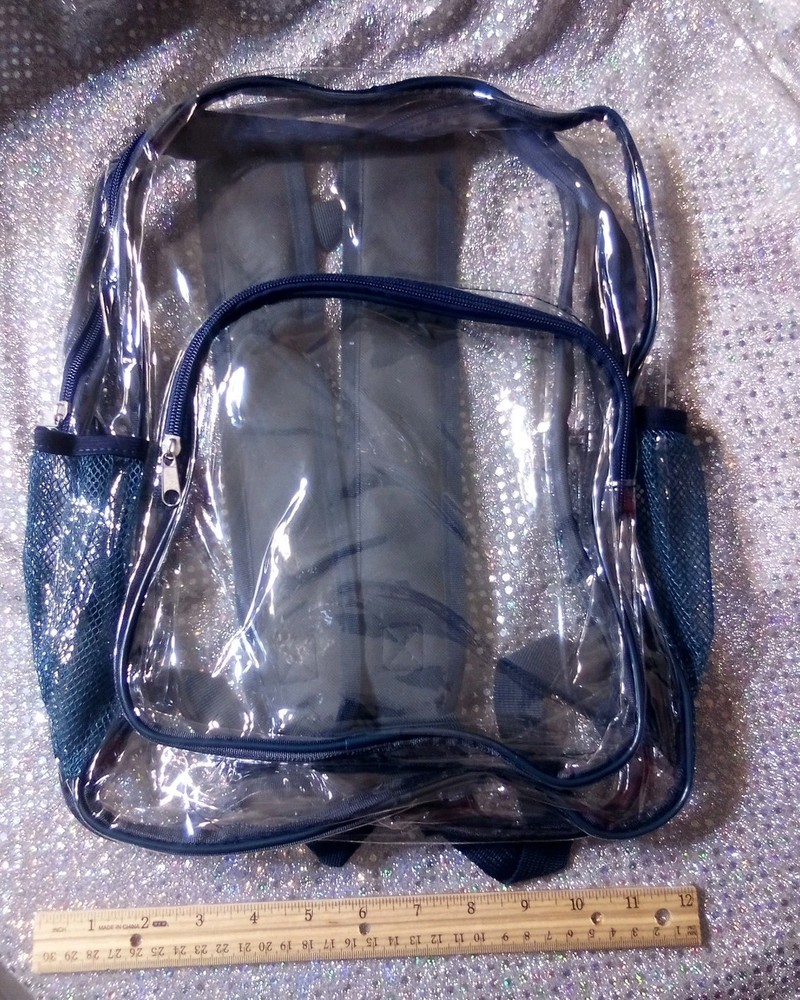 Clear Backpack School Transparent Color Blue Standard