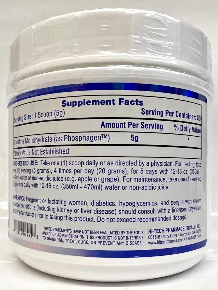 Hi-Tech Pharmaceuticals Phosphagen Creatine Monohydrate 400gm Unflavored New