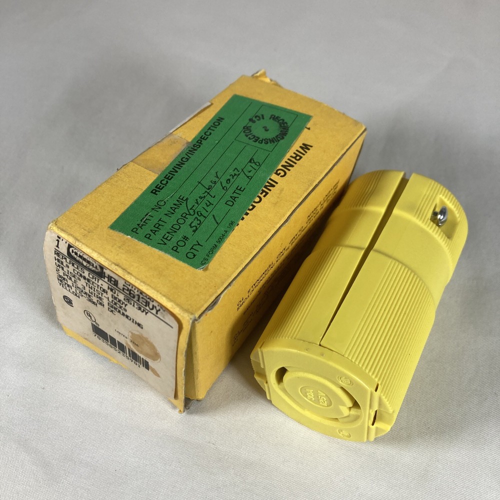 HUBBELL HBL2613VY Locking Connector, Yellow, 2 Poles, Phase 1