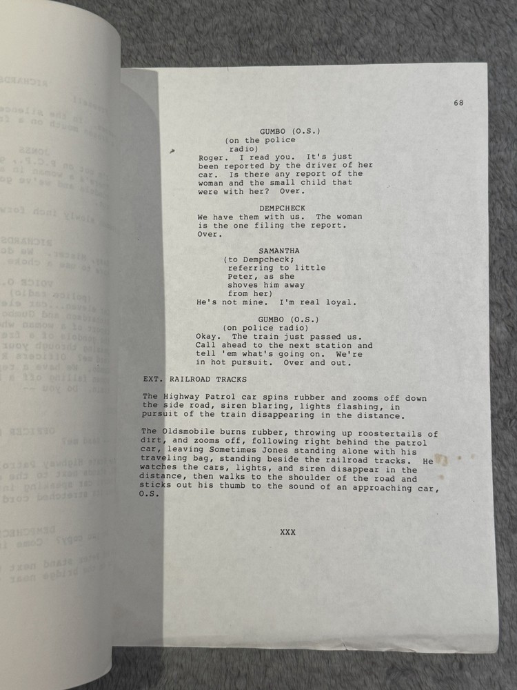 1987 "SOMETIMES JONES & THE ROAD " by Larry Hankin SCRIPT