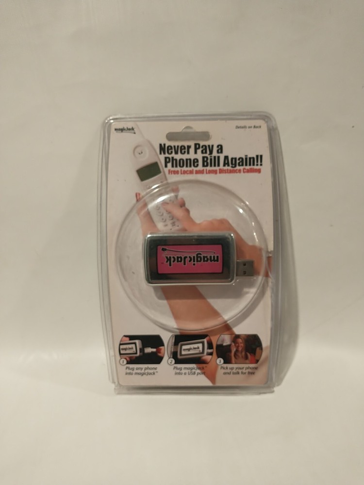 MagicJack A921 USB Phone Jack 2008 Local + Long Distance Calling Open Box