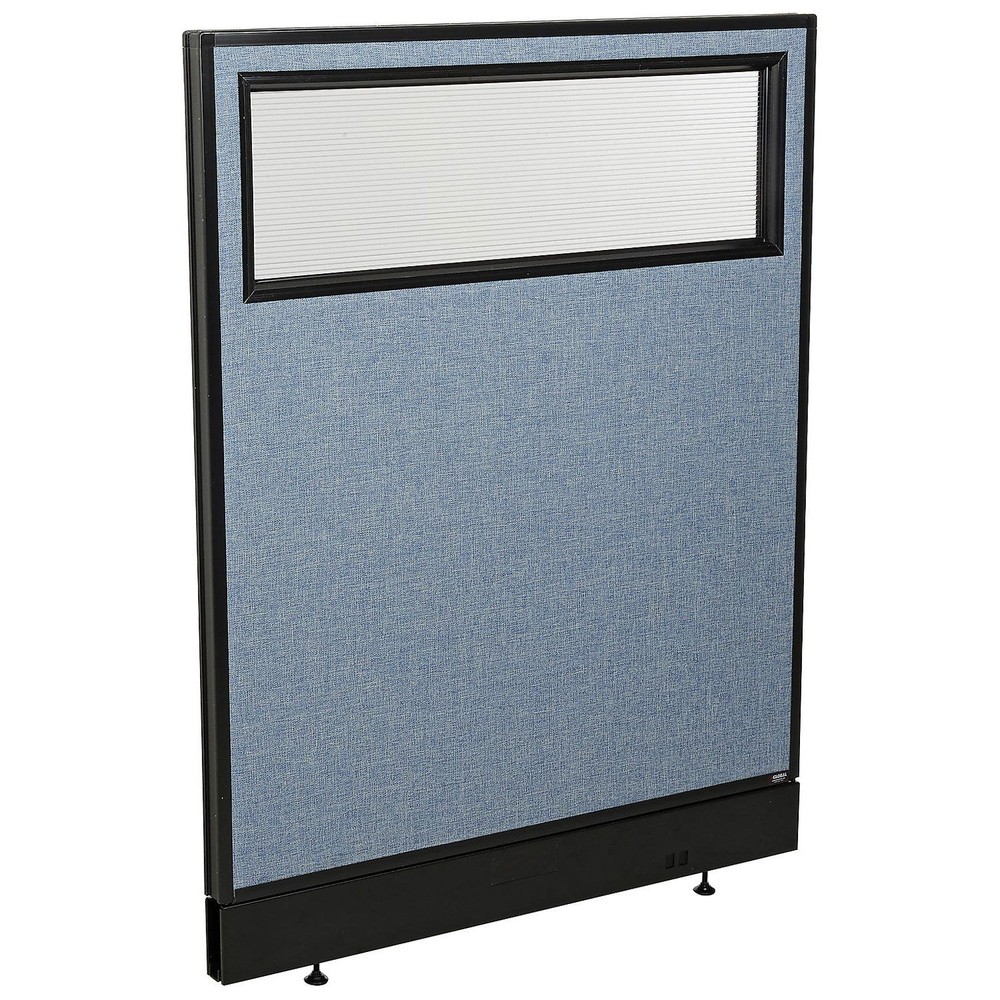36-1/4"W x 46"H Office Partition Panel with Partial Window Raceway Blue
