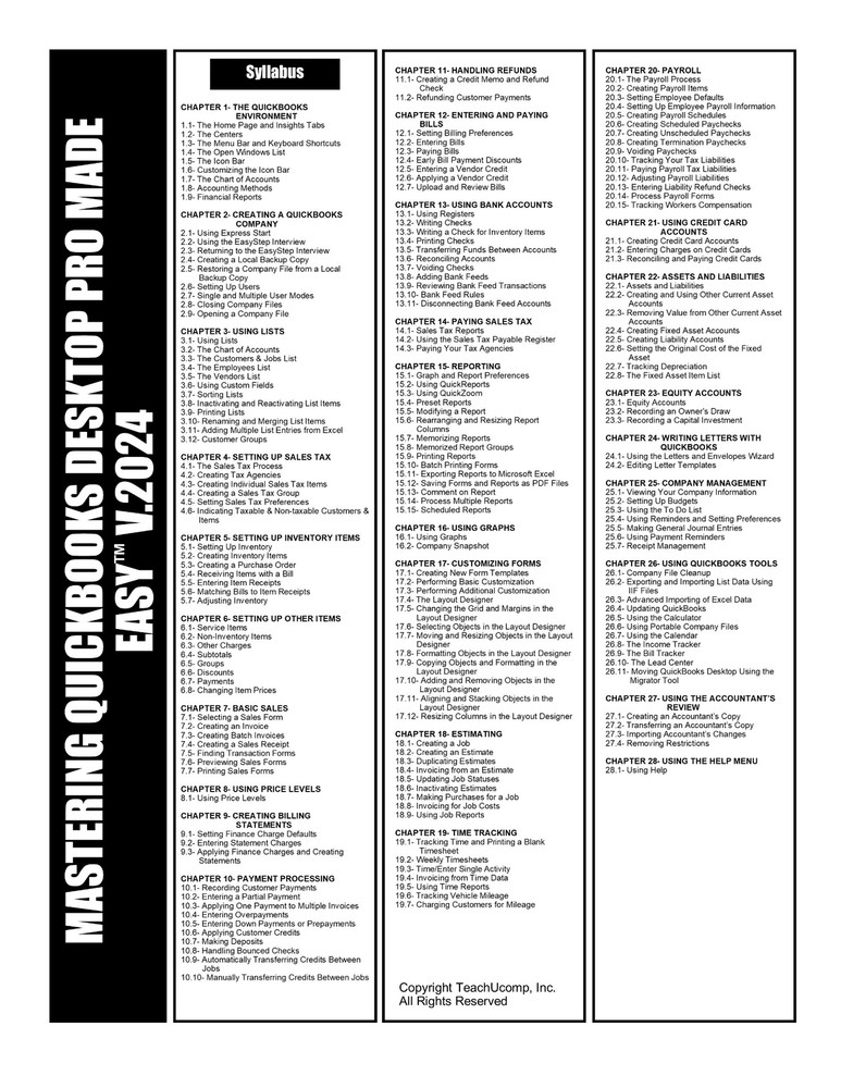 QUICKBOOKS PRO 2024 DELUXE Training Tutorial Course with Quick Reference Guide