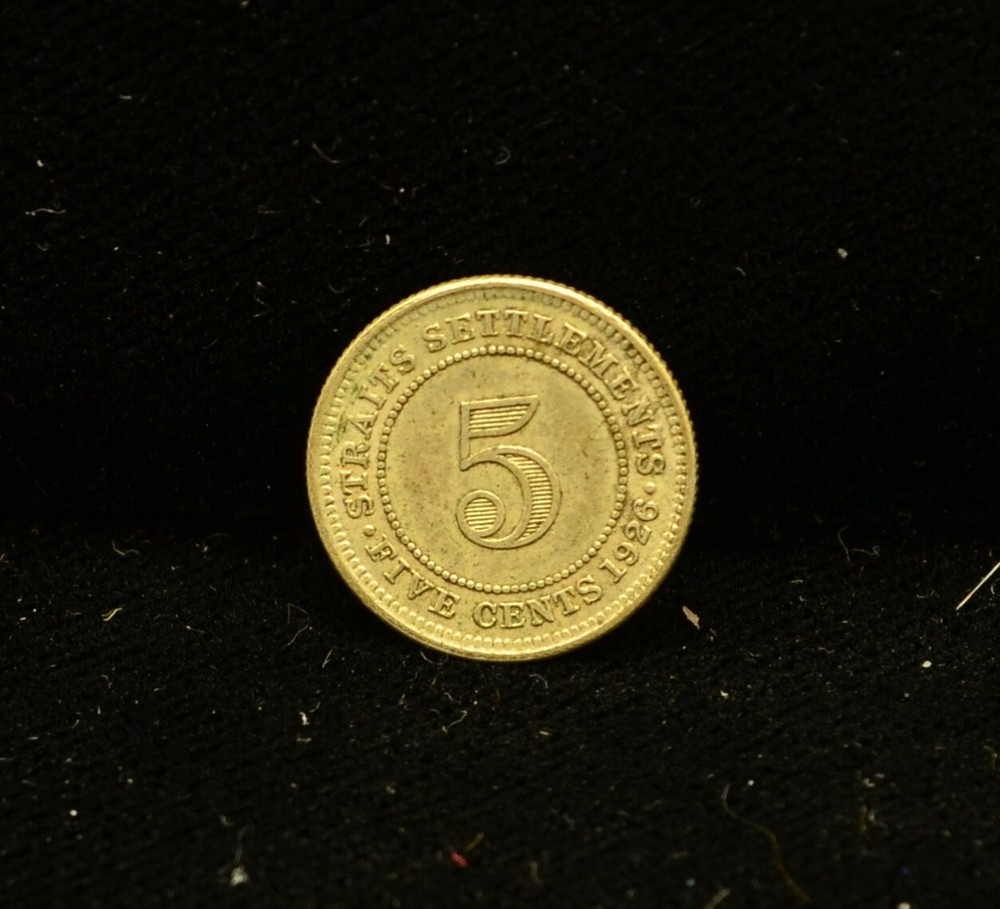 1926 Straits Settlements 5 Cent KM 36 60% SILVER #EB12366