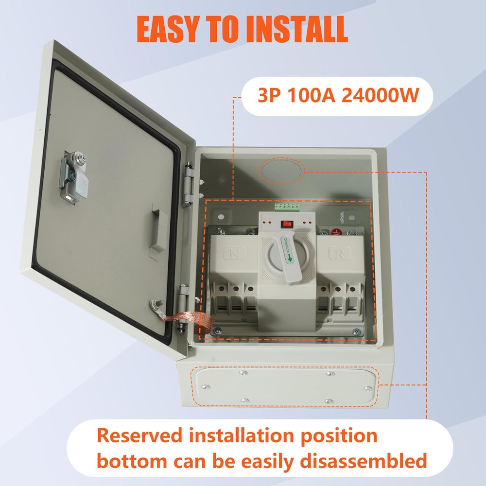 Upgraded Automatic Transfer Switch for Generator, 100 Amp Dual Power Transfer, 3