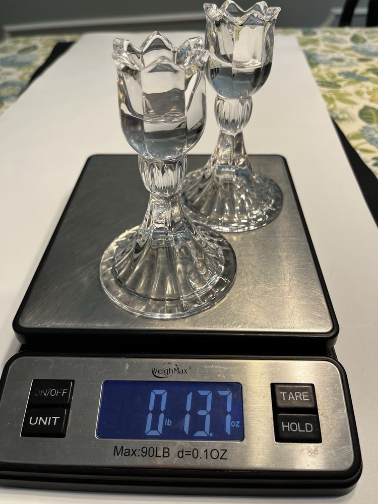 Mikasa Crystal Rose Bud Candle Holders Pair 5”