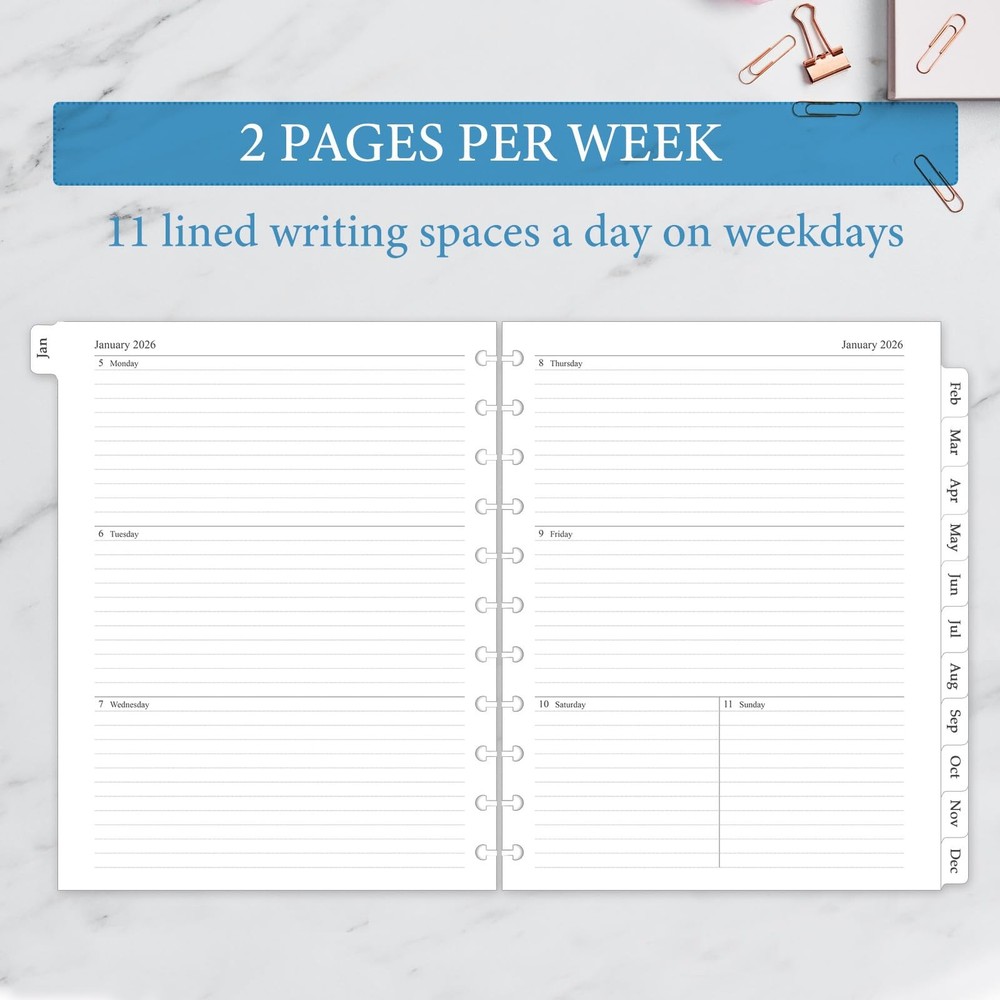 2026 Weekly & Monthly Planner Refill, A4 Letter Size Planner Inserts for 11-D...