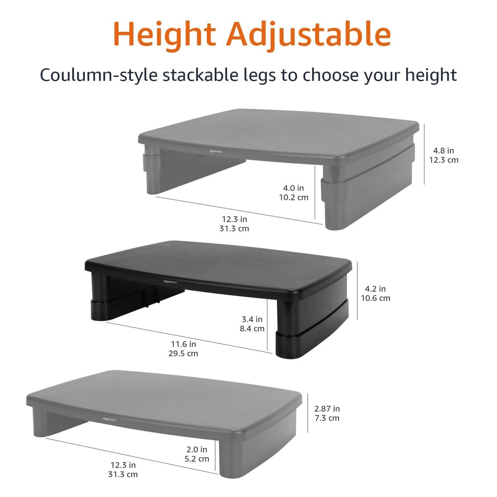 Basics Adjustable Computer Monitor Riser Desk Stand