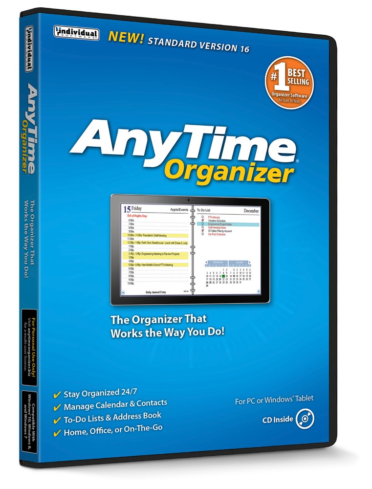 Individual Software AnyTime Organizer Standard 16 PC NEW!
