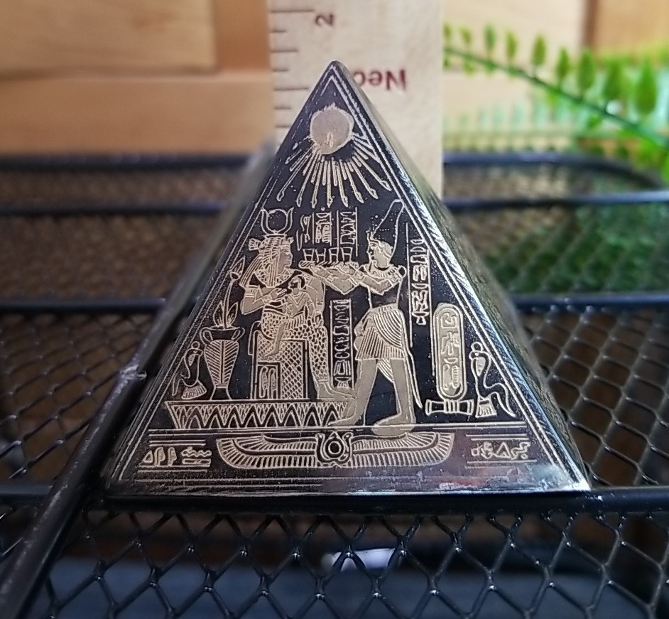 Brass Pyramids Egyptian Highly Etched Weighted Sphinx Pharaohs (3)