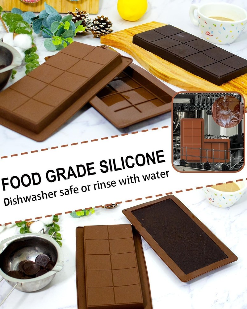 Dubai Chocolate Bar Mold Silicone Chocolate Bar Molds Deep Rectangular 2 Pack