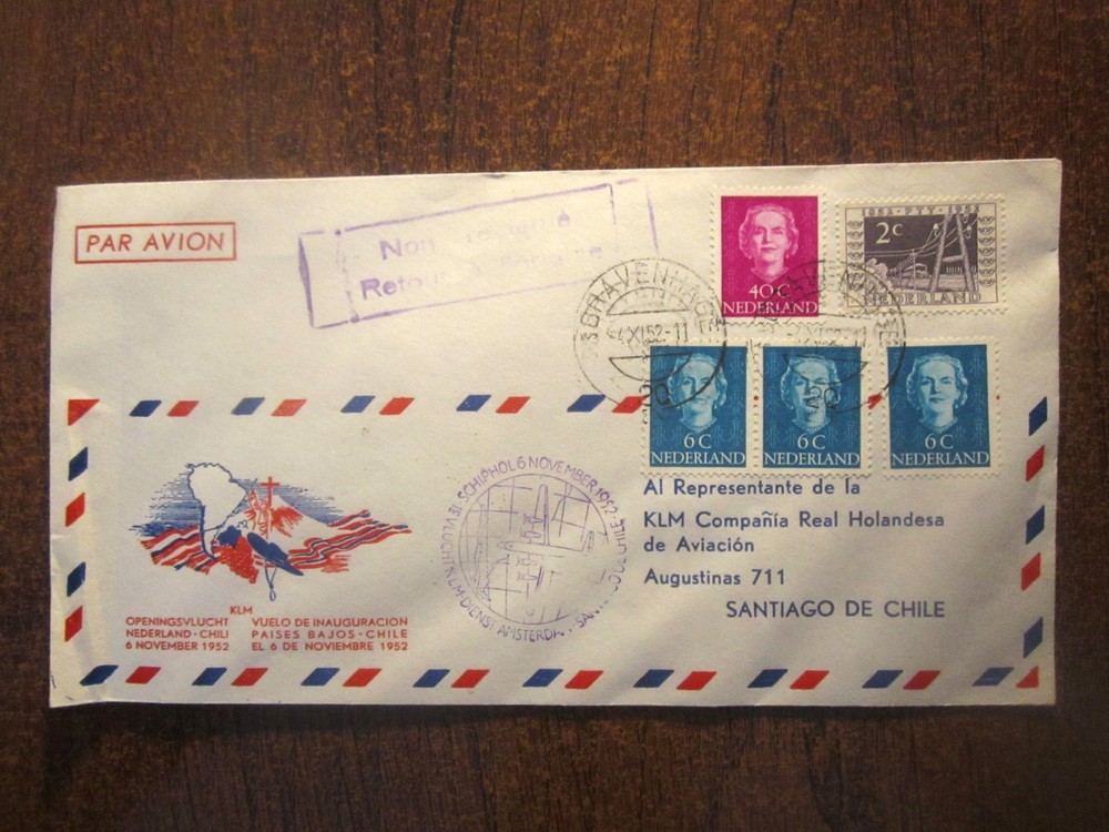 1952 NETHERLANDS-CHILE KLM FLIGHT