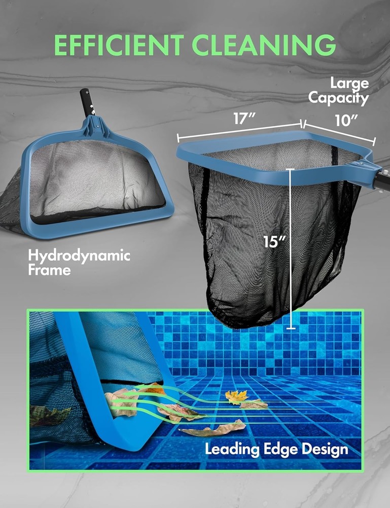 Pro Grade Pool Leaf Net Rake Heavy Duty Deep Mesh Bag