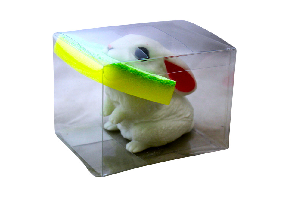 Bunny Rabbit Sponge Holder w/ Sponge Fun Kitchen Counter Organizer Novelty Gift