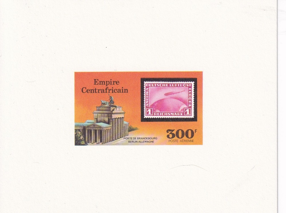 CENTRAL AFRICAN REP 1977 MNH IMPERF PROOF CARDS, ZEPPELIN ISSUE