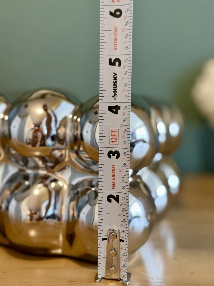 Chrome Bubble Tissue Box Cover Sculptural Silver Modern Decor