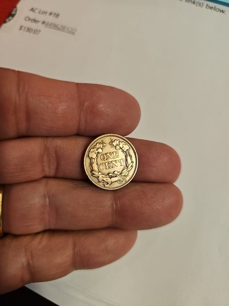 1857 Flying Eagle Cent Penny AU, Almost Uncirculated