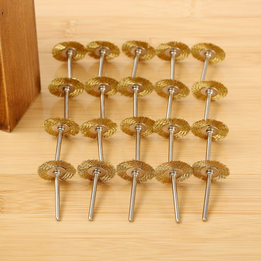 20Pc Brass Wire Wheel Brushes for Rotary Power Tool Drill Rust Weld Die Grinder