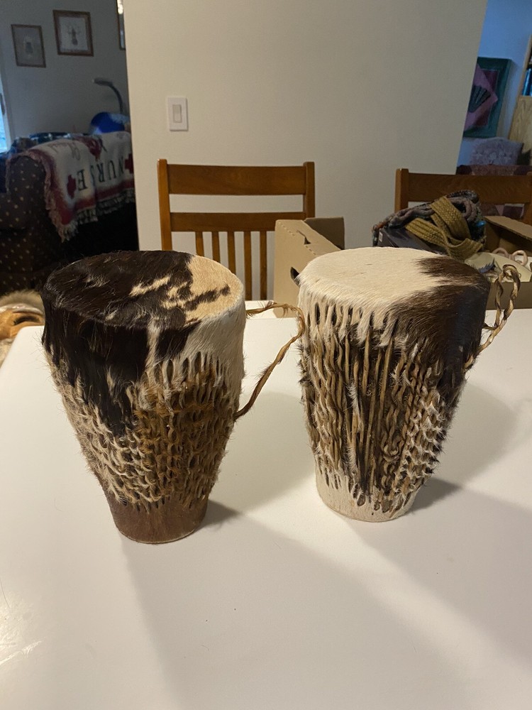 African Animal Hide Hand Drum 10”