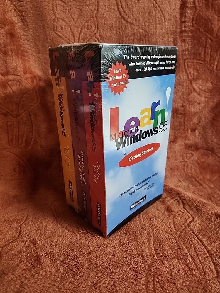 Learn Microsoft Windows 1995 Getting Started VHS. Includes 3 VHS Tapes. Sealed