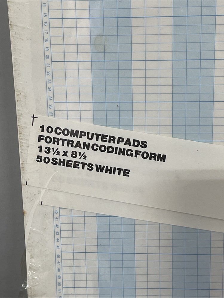 Fortran Coding Form 10 Computer Pads/50 Sheets Each White 13.5 x 8.5 VTG