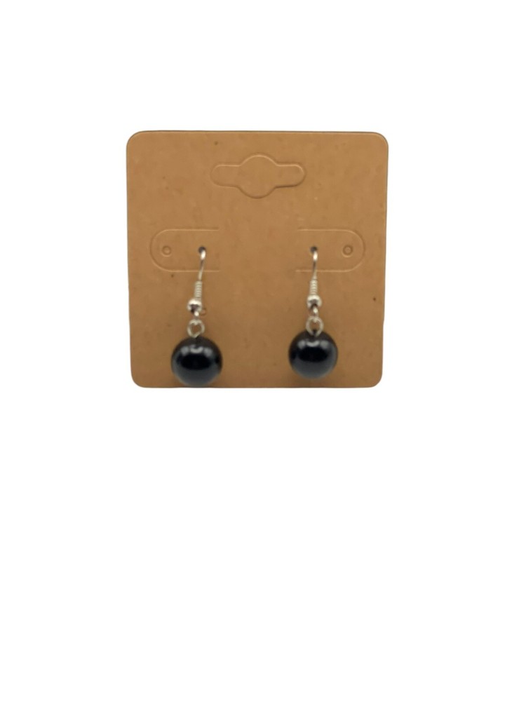 **Vintage Black Ball Drop Hook Earrings