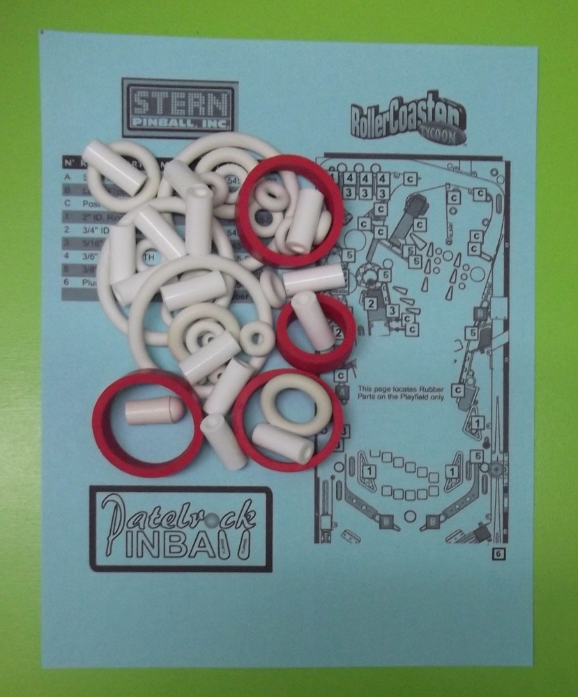 2002 Stern Roller Coaster Tycoon Pinball Machine Rubber Ring Kit