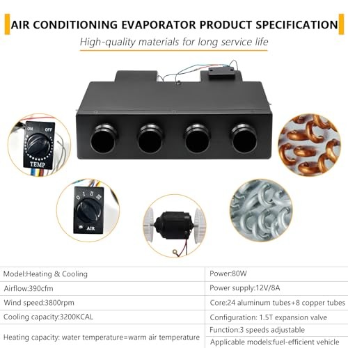 A/C Air Conditioning Evaporator,12V Universal Underdash Auxiliary Heating &