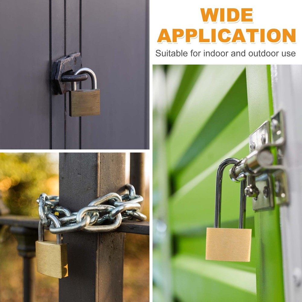 6Pcs Solid Brass Padlock with Key 1" Wide Body Small Locks Lock