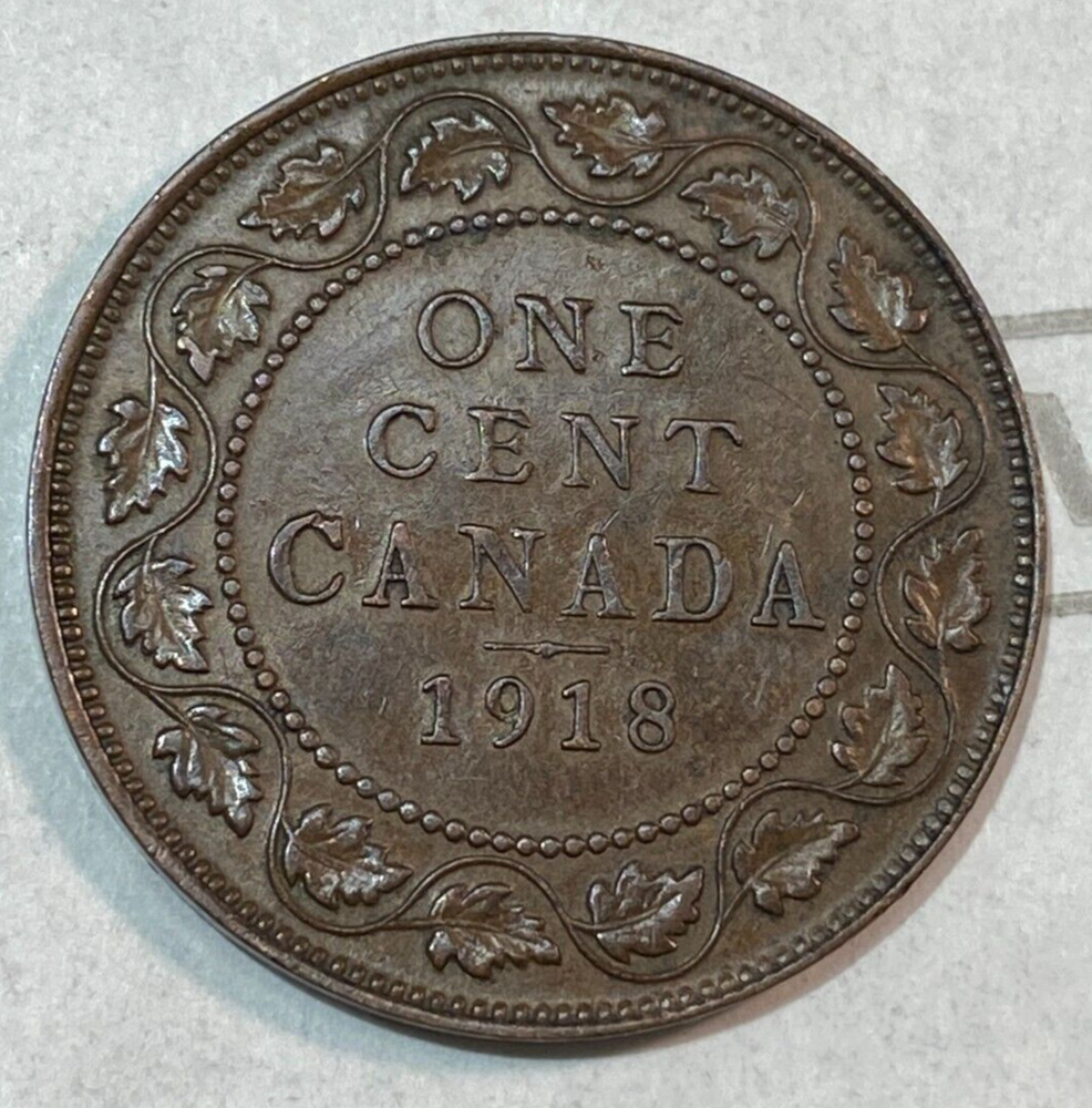 1918 Canada 1 Cent Nice Original AU CHRC (formerly CHN)