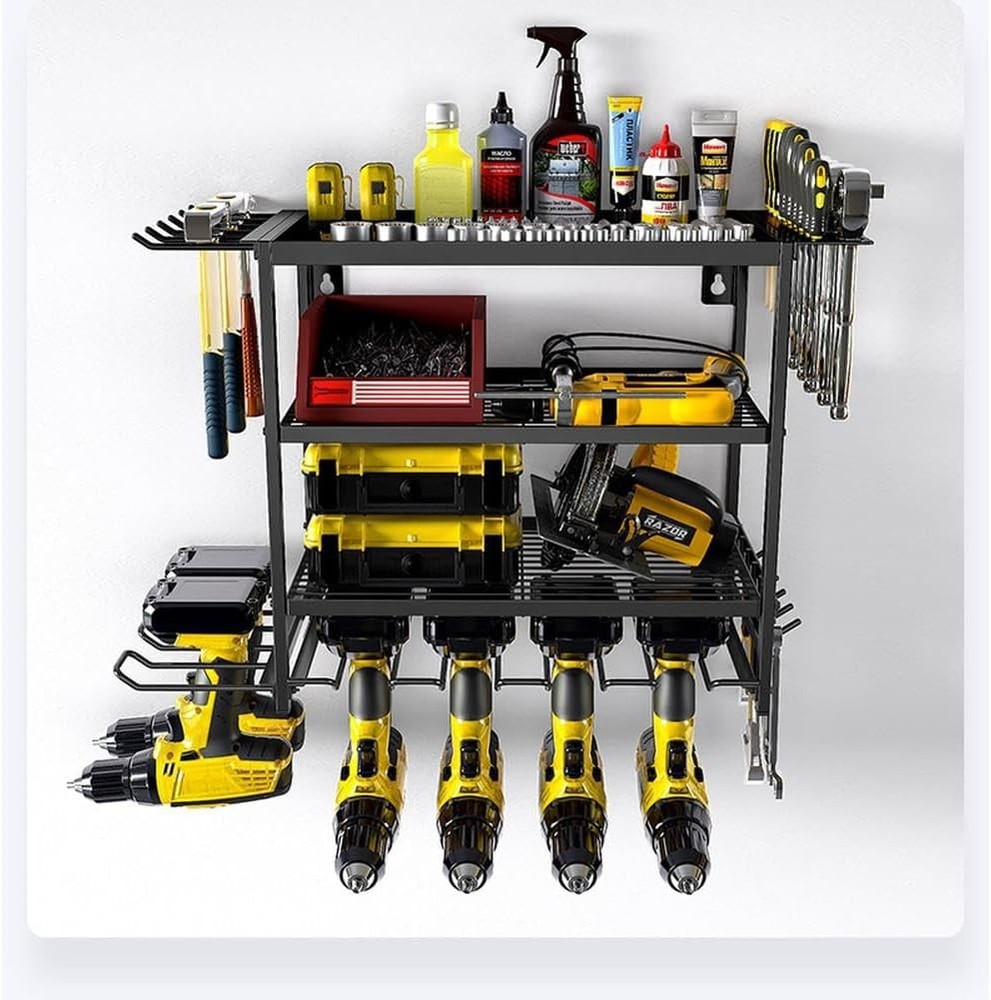 GRAVEE 4-Layer Wall Mounted Power Tool Storage Rack Drill Screwdriver Holders