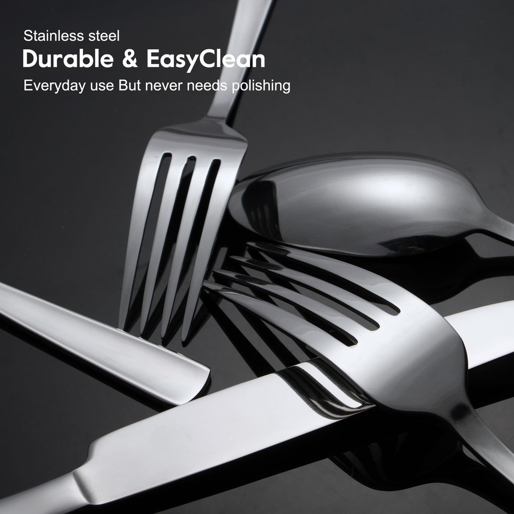45-Piece Flatware Sets, Silverware Set for 8, Durable Stainless Steel Tablewa...