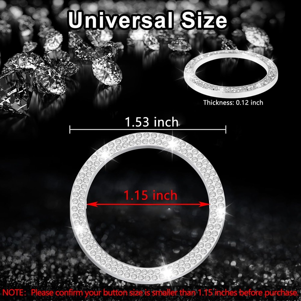 Crystal Start Stop Button Ring 2PCS Rhinestone Car Decor / Anillo Boton Auto