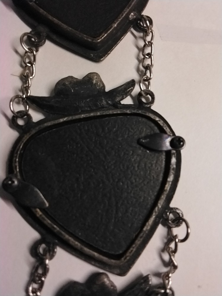 Three Silver/Pewter Frames Connected by Chains. Length 10" Each Frame 3"