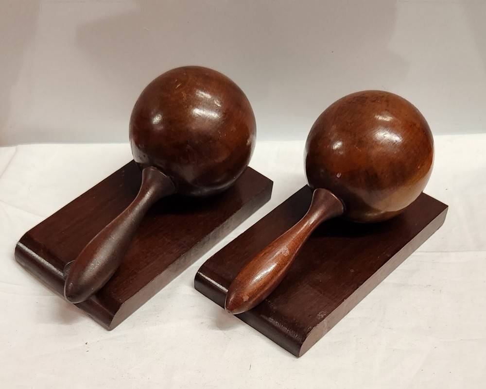 Vintage Solid Wooden Cuban Maracas Bookends