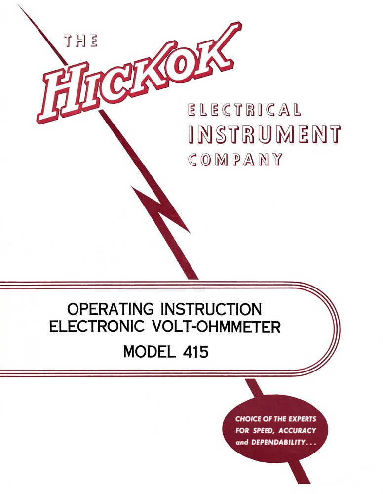Hickok 415 Volt-Ohmmeter Operating Manual
