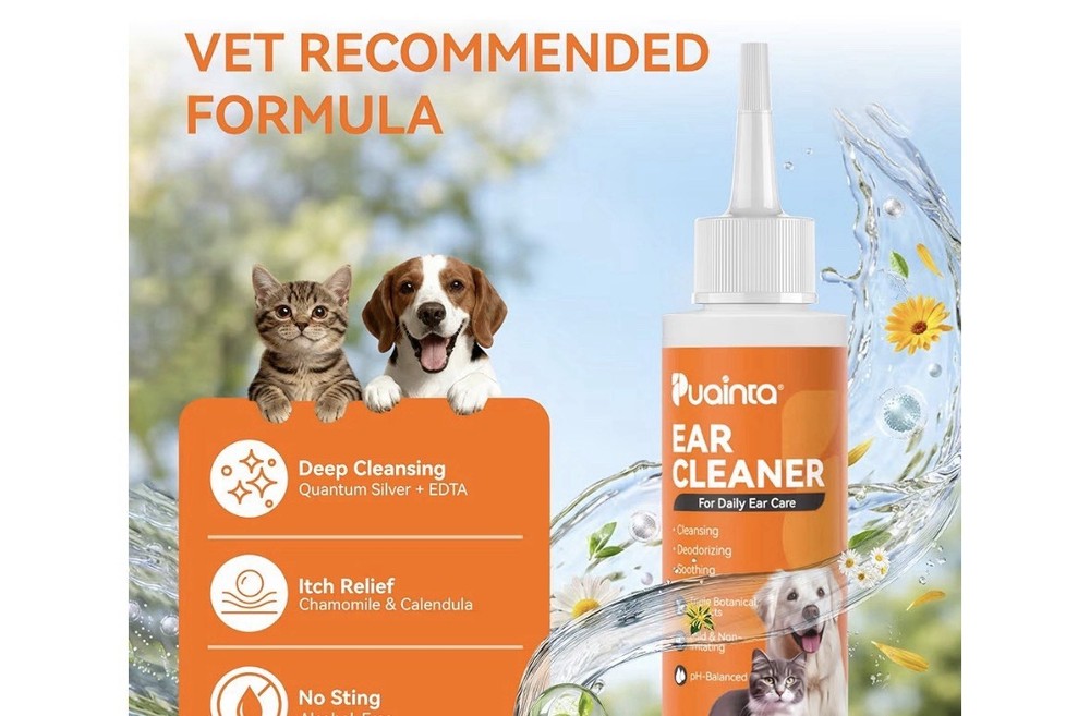 Puaintra Ear Cleaner Solution for Dogs - Cleansing, Deodorizing, 4 fl oz
