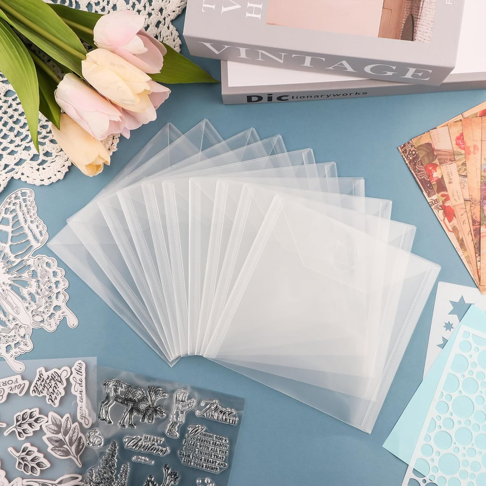 20 Pack Storage Envelopes,Clear 6.4X6.4" Resealable Plastic Envelopes Pockets fo