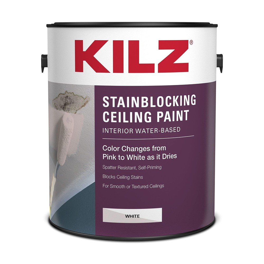 KILZ Color Change Stainblocking Ceiling Paint, Interior White, 1 Gallon