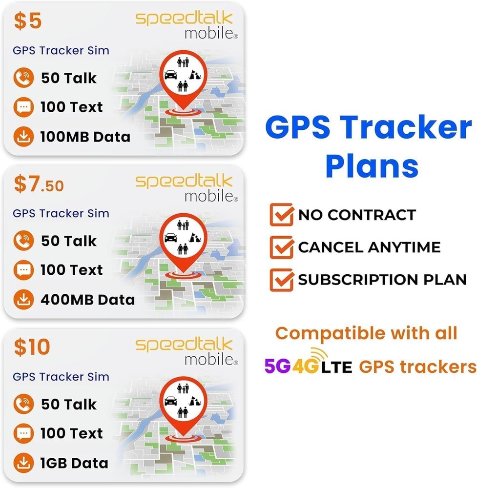 SpeedTalk Mobile GPS Tracker SIM Card: 3 Sizes, No Contracts, Secure Activation