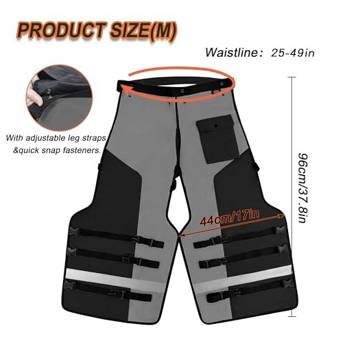 Chainsaw Chaps Apron Wrap for Men,Loggers Forest Workers Protective Black M
